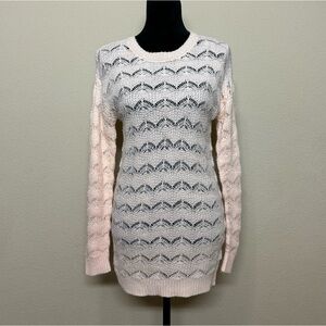 Love By Design top women medium open knit long sleeve sweater pink